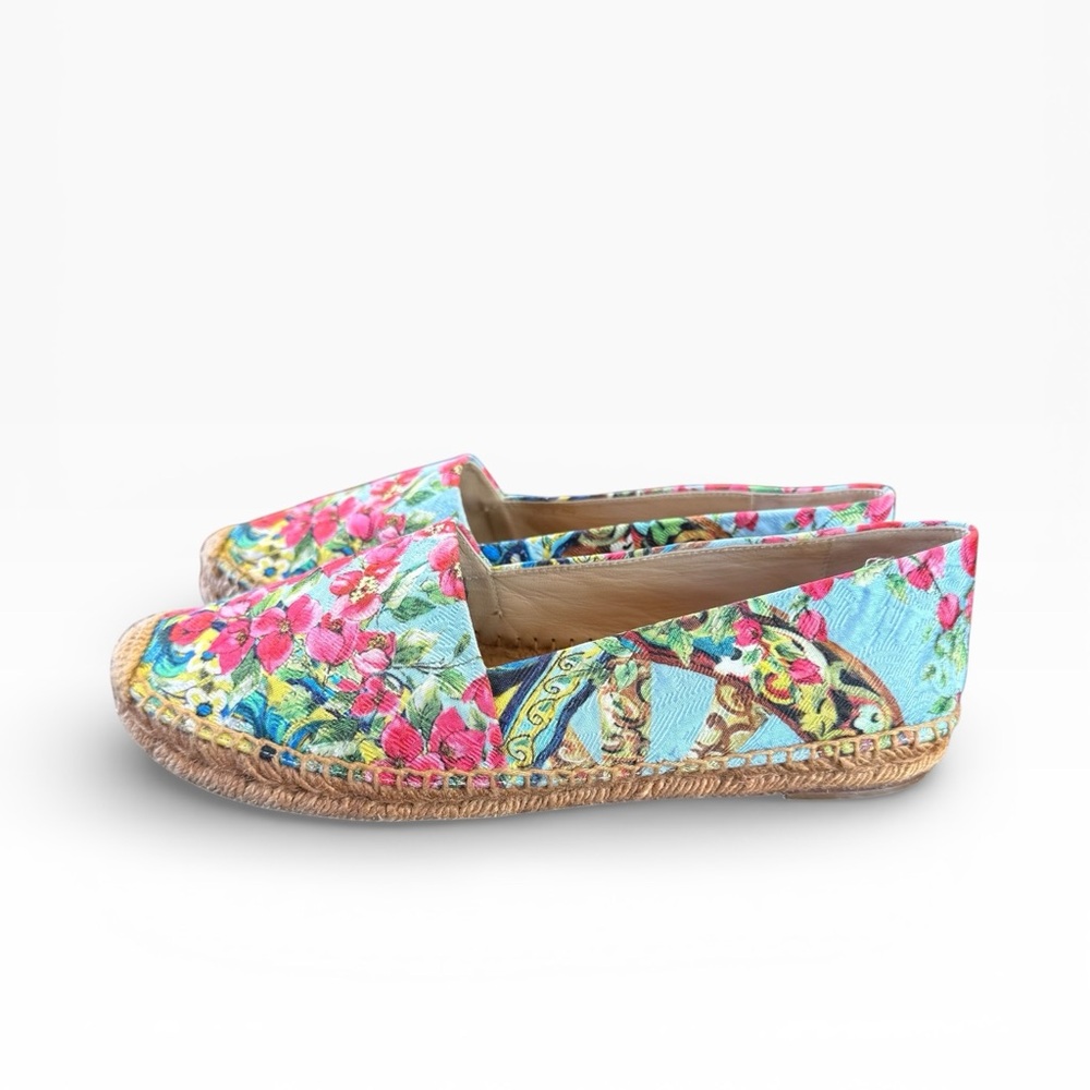 Dolce & Gabbana Multicolor Floral Print Fabric Espadrille Flats EU 40 US 10 - Picture 2 of 14